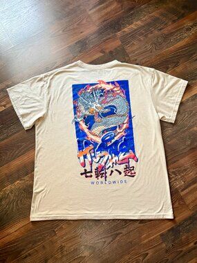 Fresh Laundry Dragon T-Shirt "Fall seven times, stand up eight" in Japanese